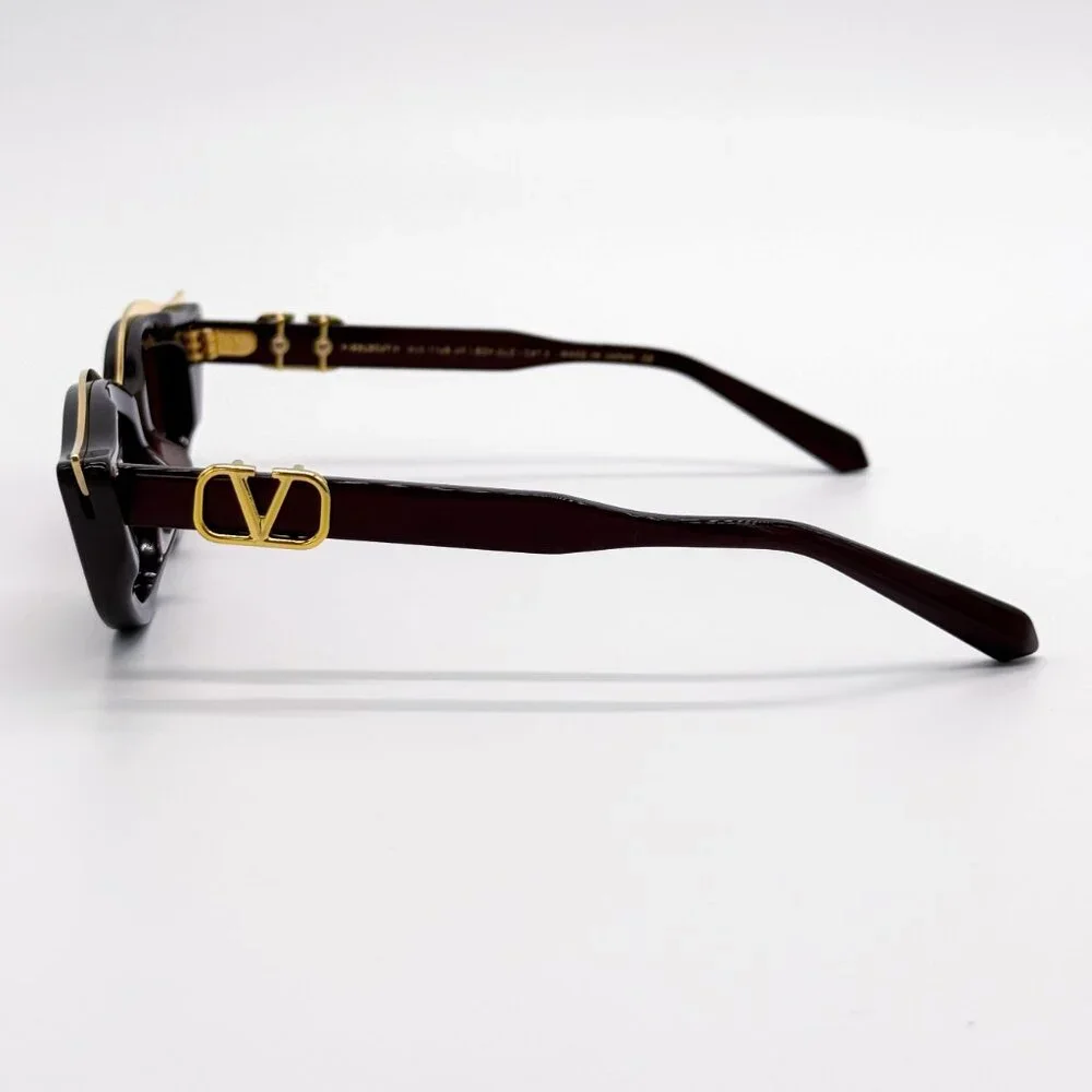 NEW VALENTINO V-GOLDCUT VLS-114B BORDEAUX WOMEN CAT EYE SUNGLASSES VALENTINO